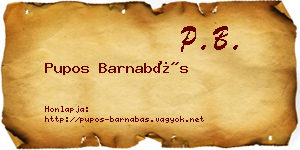 Pupos Barnabás névjegykártya